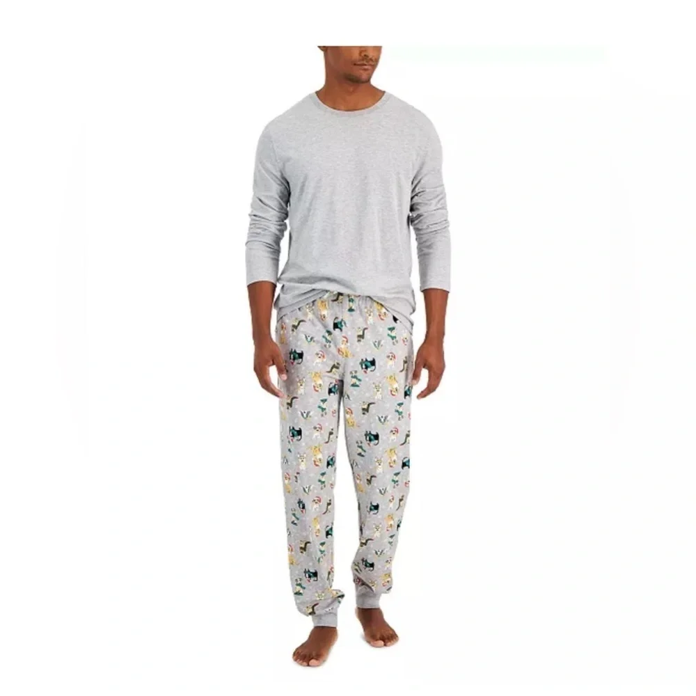 New Men’s Family Pajamas Matching Men's Holiday Dogs & Cats Mix size large
